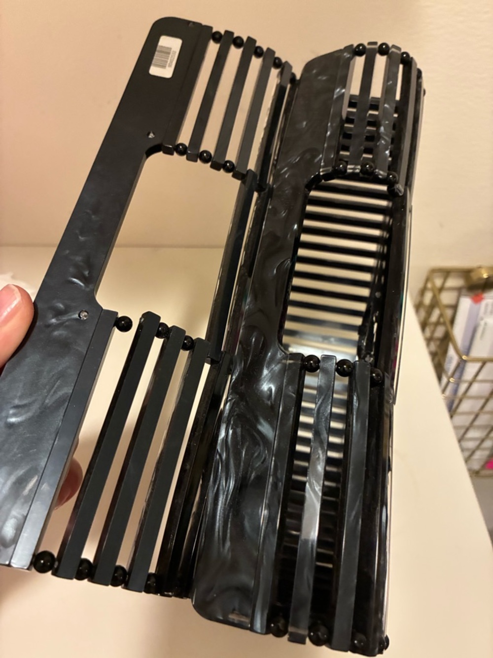 cult gaia Black Slatted Semi-Circle Tote - Picture 3 of 4